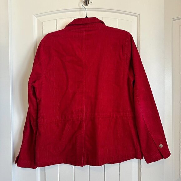 100% Cotton Christopher & Banks Bright Red Corduroy Button Jacket Long Sleeve M - Picture 6 of 10